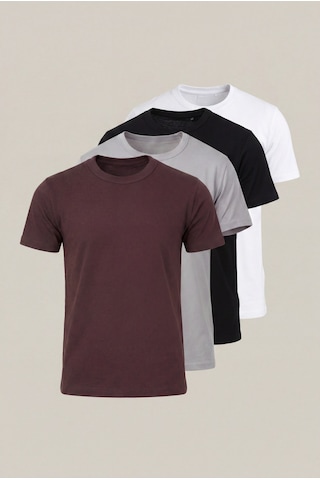 Tonny Black 4 'lü Paket %100 Pamuk Rahat Kalıp Siyah-beyaz-gri-acı Kahve T-shirt Erkek Çok Renkli T-shirt Tbtshrt099