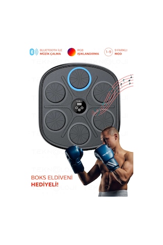 Bluetooth Hoparlör Boks Eğitim Makinesi Rgb Müzikli Genç Yetişkin Boks Egzersizi Eldiven