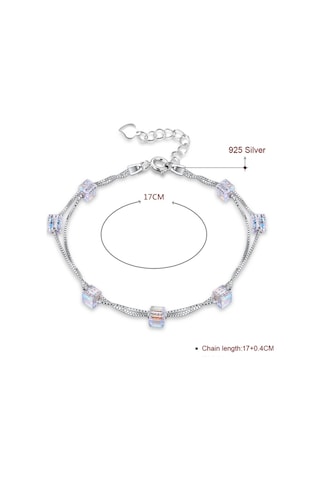 Monemel Kristal Taşlı Bileklik Gümüş Altın Kaplama Gümüş - Rodyum