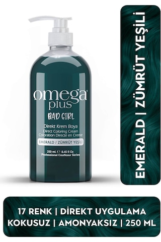 Omega Plus Bad Girl Zümrüt Yeşili Amonyaksız Renkli Saç Boyası 250ml