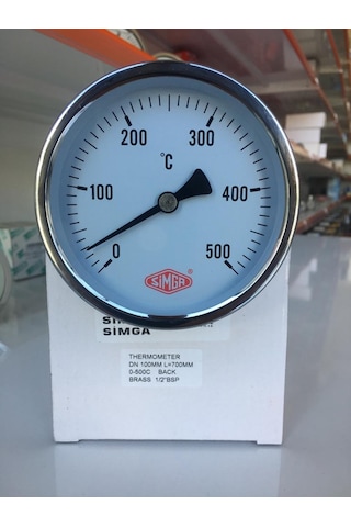 Simga 100 MM 500 C Derece Taş Fırın Termometresi 70 Cm Dalma Boylu