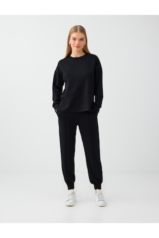 Jimmy Key Siyah Yüksek Bel Dar Paça Cepli Jogger Pantolon 6ww188602900