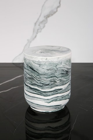 Mermer Desenli Beton Pamukluk Kapaklı Kutu Dekoratif Kutu Yeşil