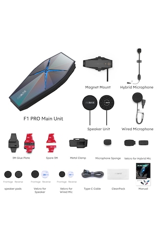 Asmax F1 Pro Mesh Ve Sesli Komut İnterkom Shiny Blue