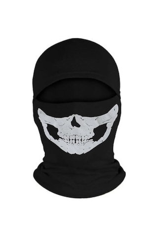Belifanti Collection Unisex Siyah Kurukafa Termal Kar Maskesi İskelet Maske Beden Tek Siyah