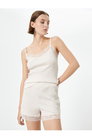 Koton Pijama Altı Şort Dantelli Fitilli Normal Lastikli Bel Gri 4slk80014mk 4SLK80014MK028 Gri