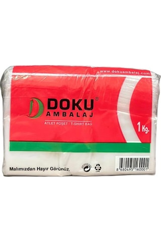 Doku Ambalaj Atlet Poşet T-shirt Bağ Tam Orjinal 1kg Taşıma Torbası Alişveriş Orta Boy 27x50cm