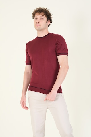 Giyim Dünyası Erkek Sıfır Yaka Biyeli Merserize T-shirt Bordo 001