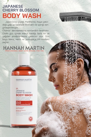 Hannah Martin 01 Japon Kiraz Çiçeği Nemlendirici ve Besleyici Duş Jeli 400 ML