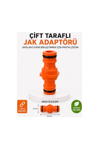 Çift Taraflı Jak Adaptörü Hortum Bağlantı Eki Hızlı Bağlantı Aparatı Dayanıklı Plastik 1 Adet