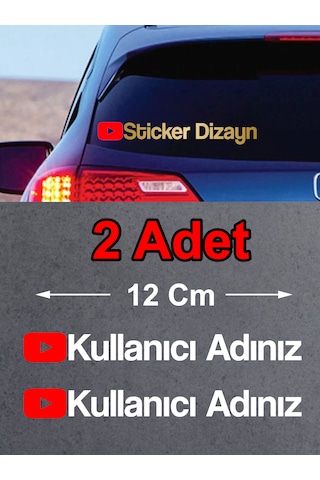 Kişiye Özel Youtube 2 Adet Sticker - Araba Oto Motosiklet Karavan Sticker Etiket 00307 12 Cm