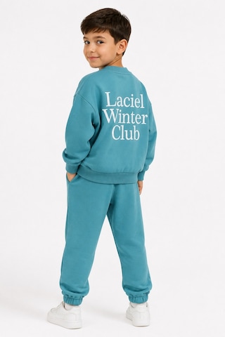 Eray Alp Kids Unisex Çocuk Turkuaz Baskılı Eşofman Takımı Günlük Rahat Kombin Mavi