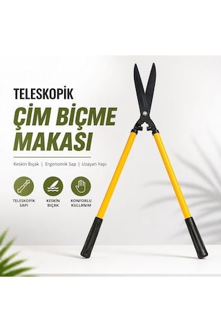 Teleskopik Çim Biçme Makası Uzatılabilir Saplı Bahçe Makası Profe
