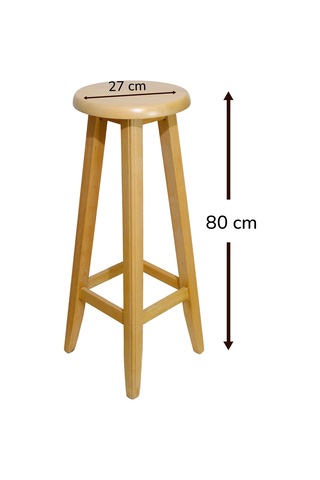 El Yapımı Doğal Ahşap Yuvarlak Tabure 80 Cm Şık Ve Dayanıklı Natural