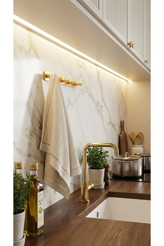 5'li Premium Gold Alüminyum Banyo Mutfak Havlu Bornoz Askısı Altın