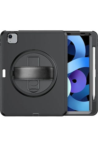 Zenviaat Newface iPad Uyumlu 2022 10.9 10.nesil Kılıf Hand Strap Tablet Kılıfı - Siyah Znv2027 Arka Kapak