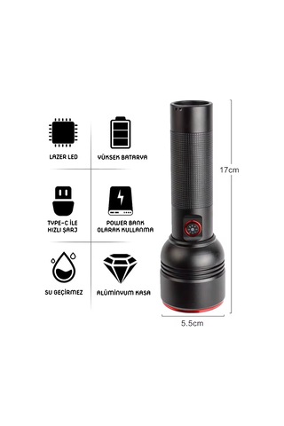 Wison 20w Şarjlı Metal El Feneri Ws-5572 Bakır