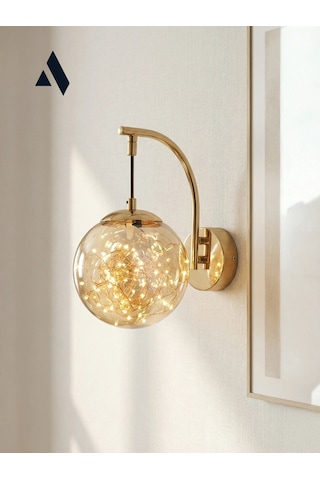 Glow Cam Peri Led Aplik Gold & Gümüş Gövde, Dekoratif Duvar Aydınlatma Gold