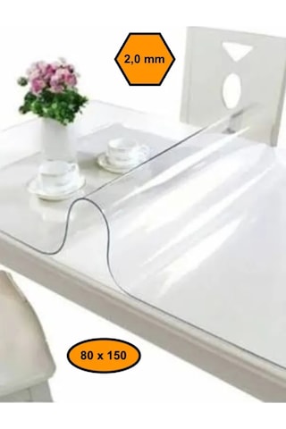2 Mm Pvc Masa Örtüsü, Şeffaf Masa Kaplaması, 80x150