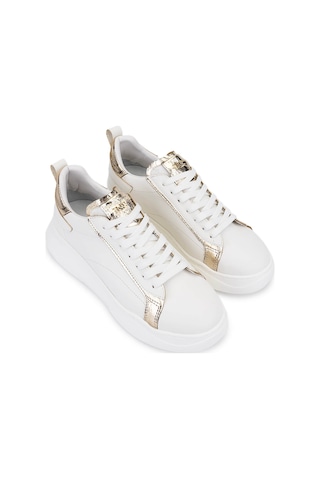 Tamer Tanca Kadın Suni Deri Beyaz Sneakers & Spor Ayakkabı 1009 2200 Bn Ayk Sk25-26 Beyaz/dore Beyaz