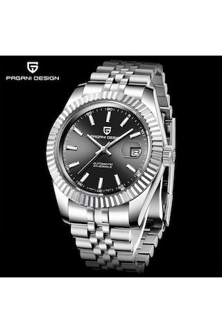 Pagani Design Pd-1645 Datejust Yeni Mekanik Erkek Kol Saati Otomatik Retro Saatler Erkek Su Geçirmez Çelik Saat Siyah - Gümüş