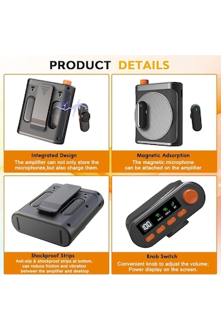 Kablosuz Yaka Mikrofonlu Megafon Taşınabilir Hoparlör, Çift Bluetooth Mikrofon, Öğretmen Rehber İçin