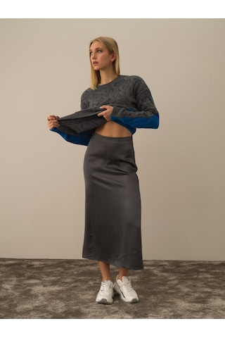 Gri Regular Fit Saten Etek 24kb22270387-055 Gri