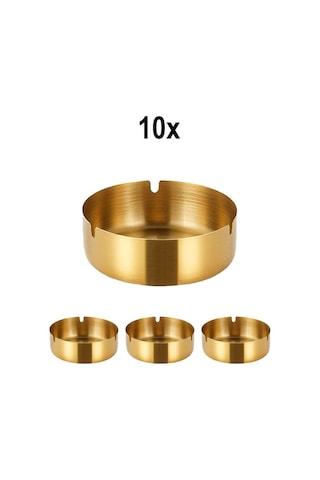 10 Adet Çelik Gold 8 Cm Kafe Restaurant Lokanta Yuvarlak Kül Tablası Küllük