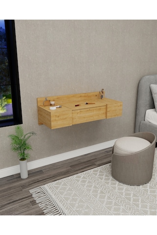 Arnetti Zakkum Aynalı 2 Raflı Dekoratif Makyaj Masası Safirmeşe