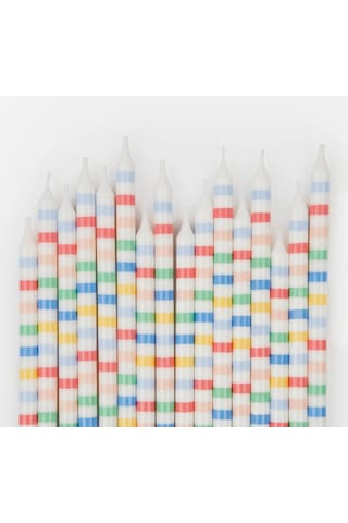 Meri Meri - Multi Stripe Candles - Multi Renkli Çizgili Mumlar X16