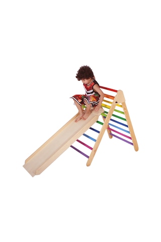 Woodnjoy Tırmanma Rampası + Kaydırak Çok Renkli