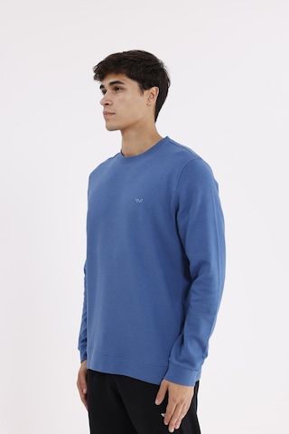 Rowinger Yatay Dokulu Ottoman Yüzey Tonal Logo Detaylı Bisiklet Yaka Standart Kalıp Sweatshirt İndigo