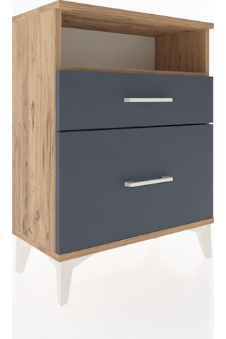 Arges Komodin Tek Raflı 2 Çekmeceli 60x30x80 Çam-antrasit Çam