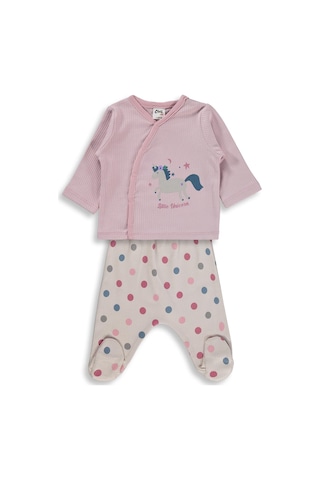 Civil Baby Unicorn Baskılı 1-9 Ay Pijama Takımı - Pembe Pink Pastel