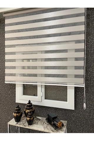 İthal Bambu Sütlü Kahve Zebra Stor Perde Etek Dilimsiz Sütlü Kahve