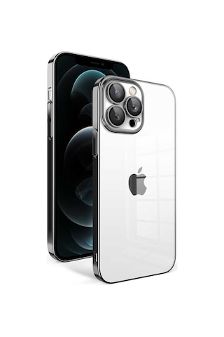 Apple Uyumlu iPhone 12 Pro Max Uyumlu Kamera Korumalı Renkli Çerçeveli Zore Garaj Kapak-siyah -
