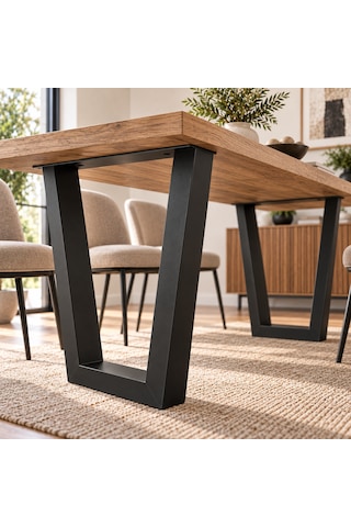 Evkolleksiyon Trapez Tipi Metal Masa Ayağı 2'li Takım 60x72 Cm 60x60 Çelik Profil Mat Siyah