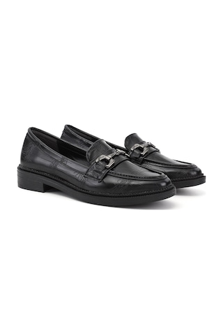 Gönderir Kadın Siyah Kroko Loafer Ayakkabı Ddza86535743