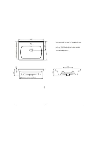 Seramiksan A142011K Saturn Etajer Uyumlu Lavabo Mat Antrasit 60 CM