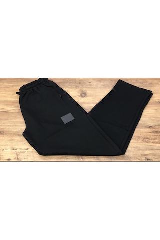Erkek Siyah Büyük Beden Battal Boy Eşofman Altı Düz Paça