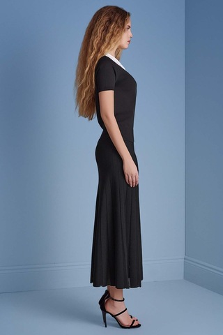 Evaze Siyah Triko Etek Siyah