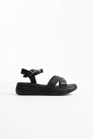 Trendella Siyah Hakiki Deri Sandalet Tr31my58a