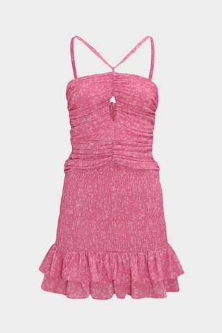 Açelyaokcu Eteği Gipeli Büzgü Detaylı Slim Fit Kadın Mini Elbise Pembe