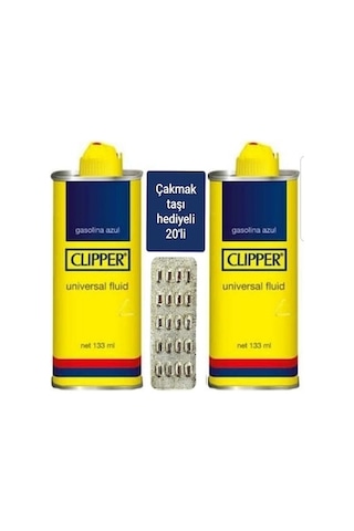 Clipper Benzin Çakmak Benzini 2 Adet x 133Ml+ 20 Li Çakmak Taşı