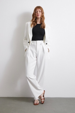 Never More Bel Detaylı Wide Leg Pantolon Ekru Ekru