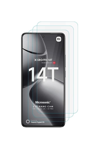 Screen Protector Glass Cam Ekran 3 Lü Paket 14t İle Uyumlu Ekran - Şeffaf