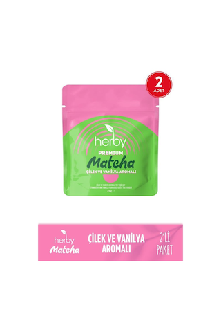Herby Premium Matcha Çilek Ve Vanilya Aromalı 2'li