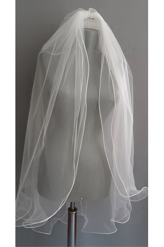 Suzanna Moda Taraklı Hayal Tül Kenarı Şerit İle Kıvrımlı 1mt Boy Gelin Duvağı