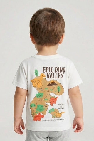 Mackays Erkek Bebek Dinazorlu Tshirt Krem Krem