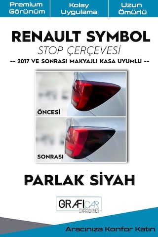 Renault Symbol Stop Çerçevesi Sticker 2017 Sonrası / PARLAK SİYAH